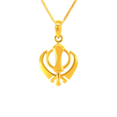 22k Yellow Gold Khanda Religious Medium Pendants with gold weight of 2g